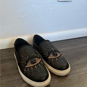 Kurt Geiger Black and Gold Embellished Sneakers